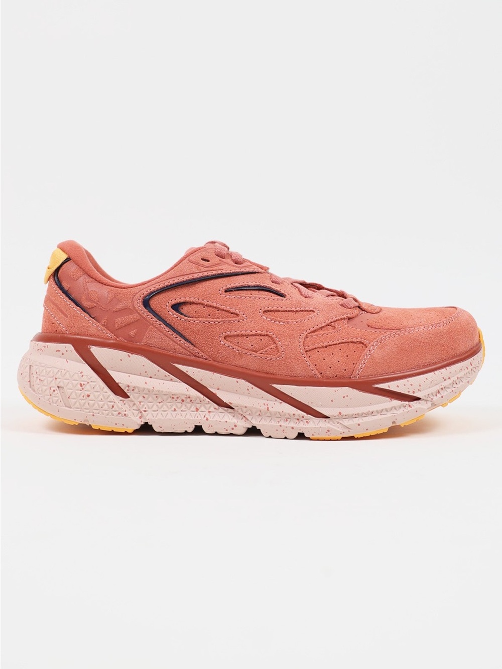 Hoka U Clifton L Suede Sneakers in Earthenware / Hot Sauce NWOB